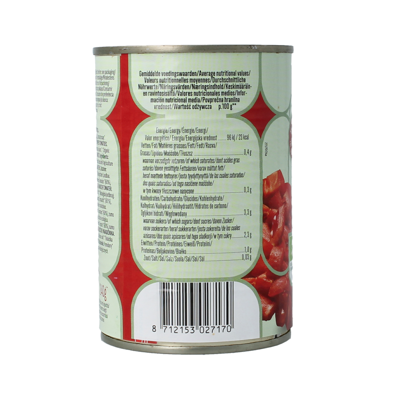 Bioidea Tomatenstukjes in blik bio 400 Gram