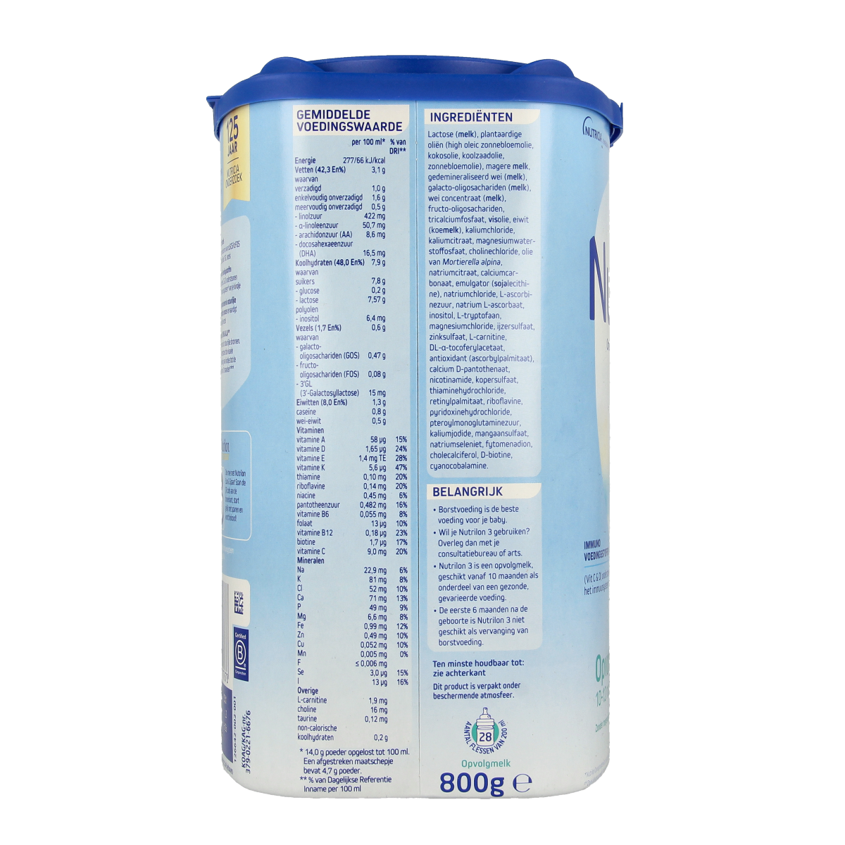 Nutrilon Opvolgmelk 3 800.00 Gram