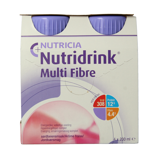 Nutridrink Multi fibre aardbei 200ml 4.00 Stuks