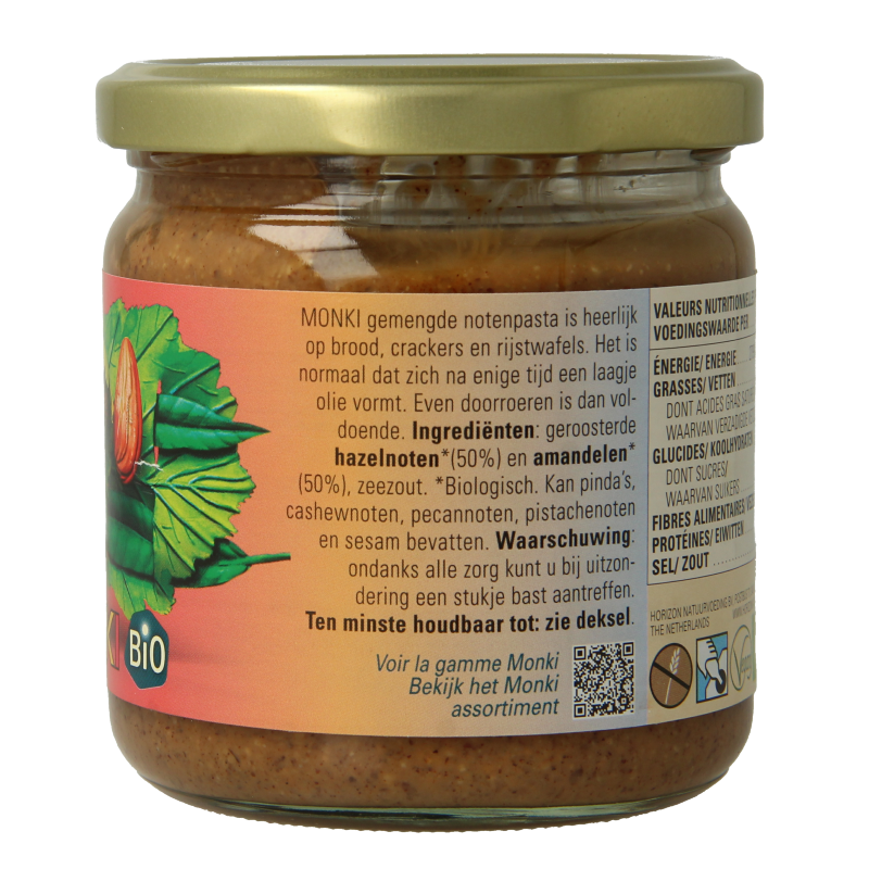Monki Gemengde notenpasta met zout eko bio 330 Gram