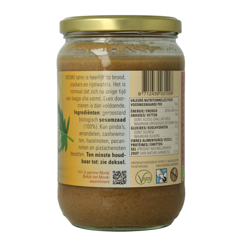 Monki Tahin zoutarm eko bio 650 Gram