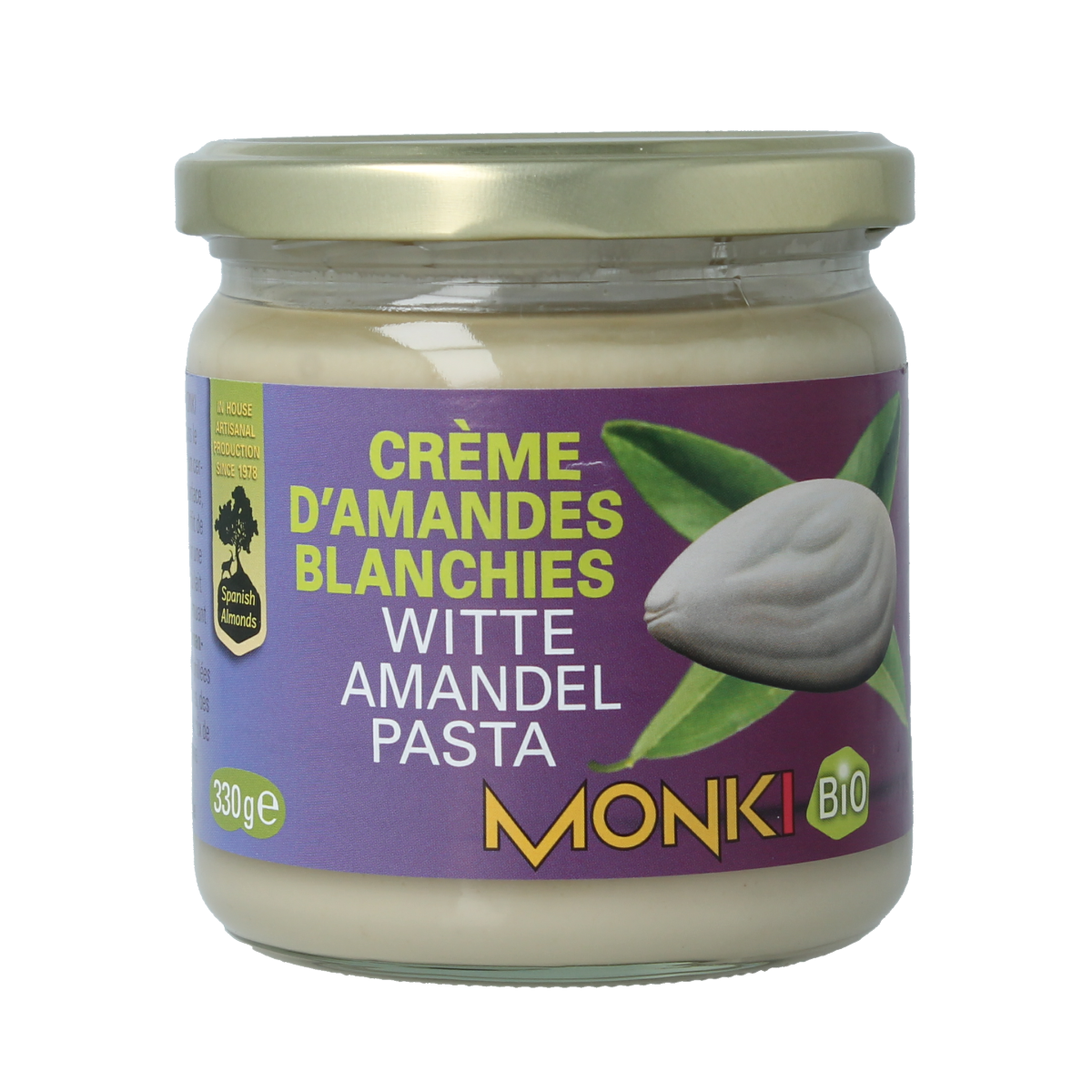 Monki Witte amandelpasta eko bio 330.00 Gram