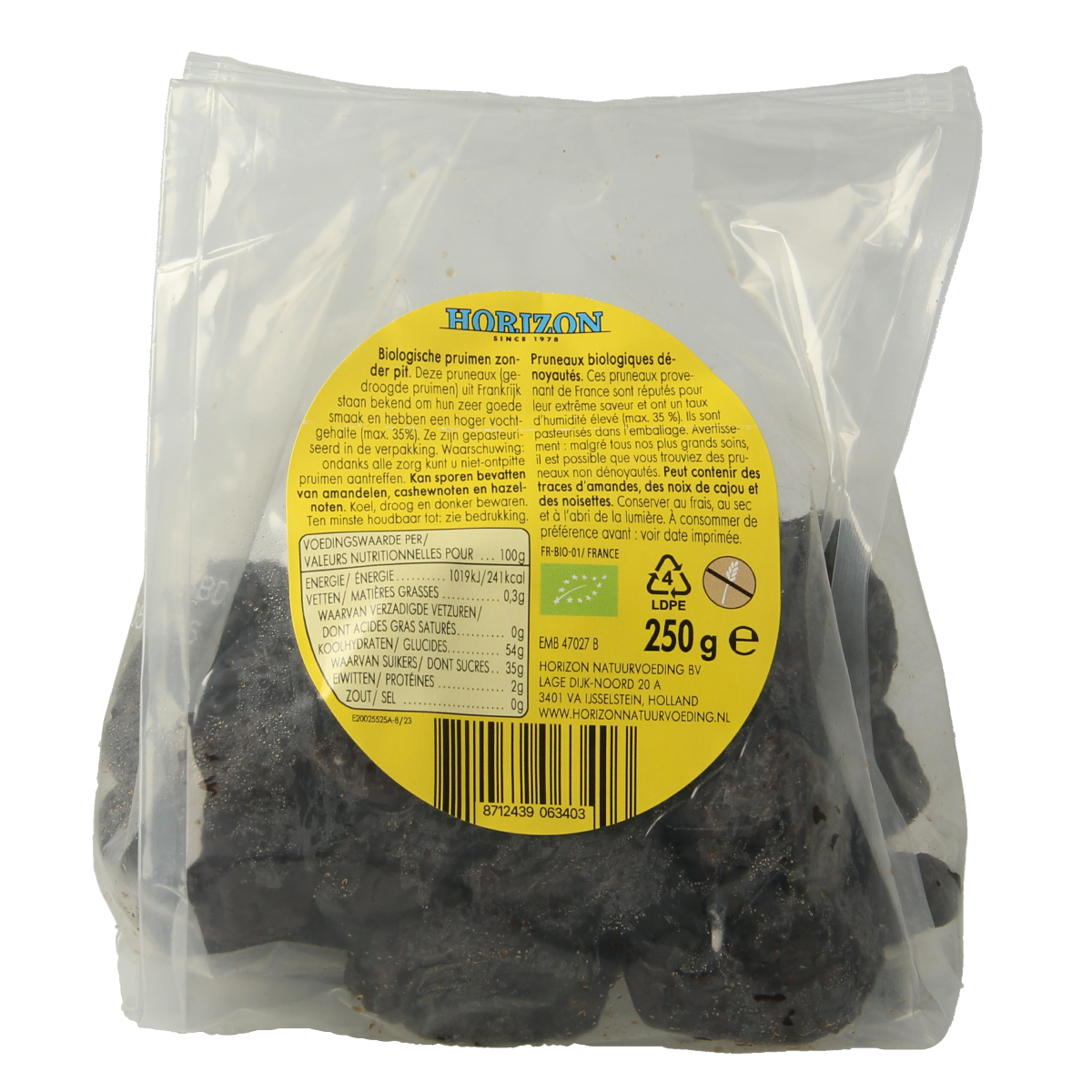 Horizon Pruimen zonder pit eko bio 250.00 Gram