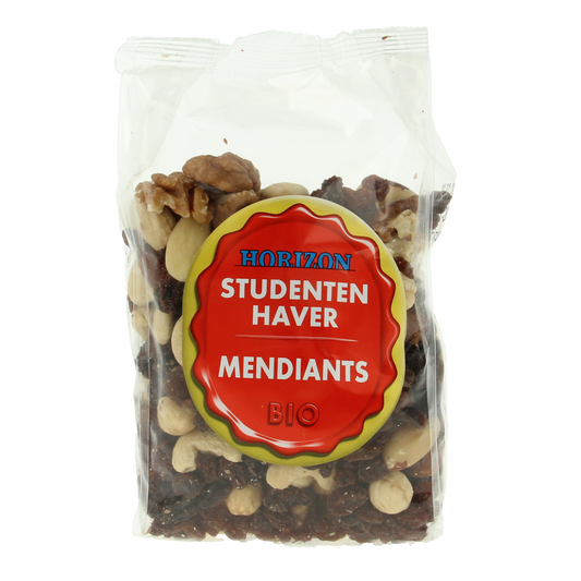 Horizon bio raw superfood Horizon Studentenhaver in 400g package, showing fresh hemp seeds in a clear container.