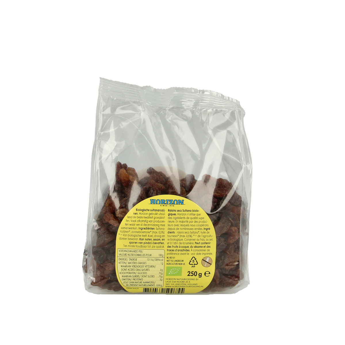 Horizon Rozijnen sultana bio 250.00 Gram