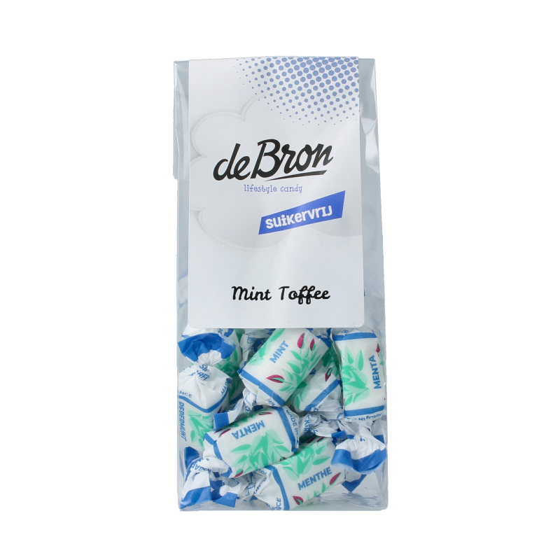 De Bron Mint toffee suikervrij 70 Gram