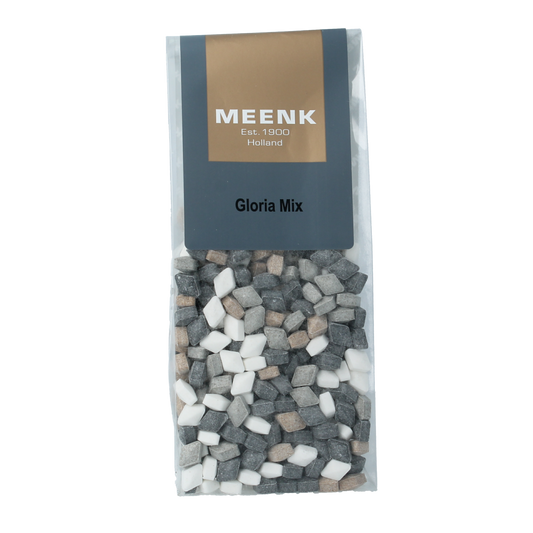 Meenk Gloriamix snoepgoed in 180g bag, colorful assorted candies from the Meenk brand.