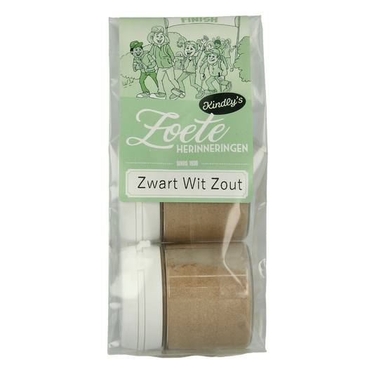 Kindly's Zwart wit potjes zout 25 gram 2.00 Stuks