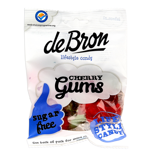 De Bron Kersen gums/cherry gums suikervrij 90.00 Gram