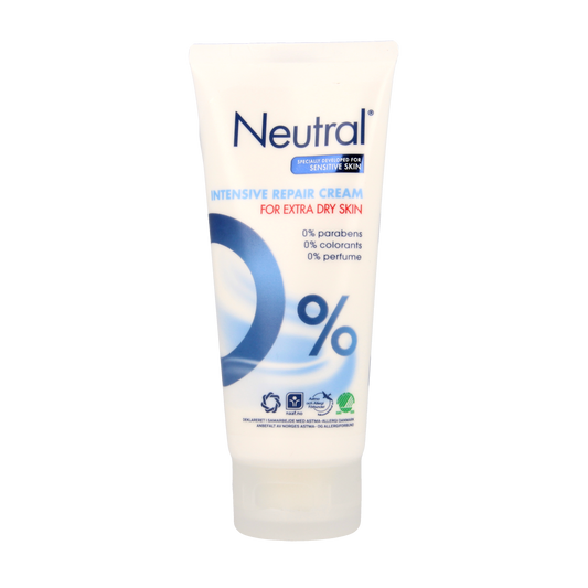 Neutral Intensive Repair Cream 0% body moisturizer in a 100ml tube, designed for nourishing and repairing skin.
