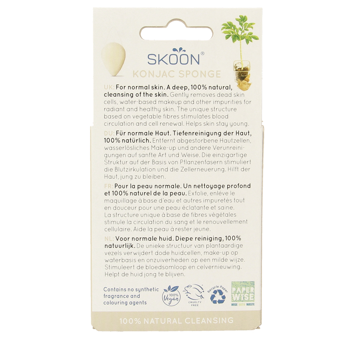 Skoon Konjac spons pure bio 1.00 Stuks