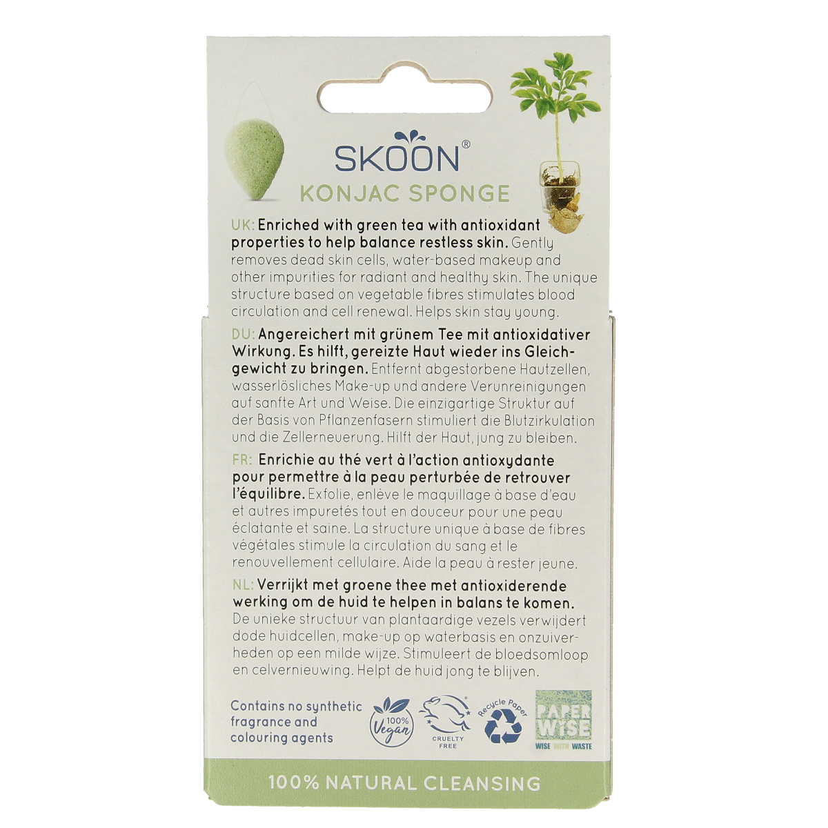Skoon Konjac spons green tea bio 1.00 Stuks