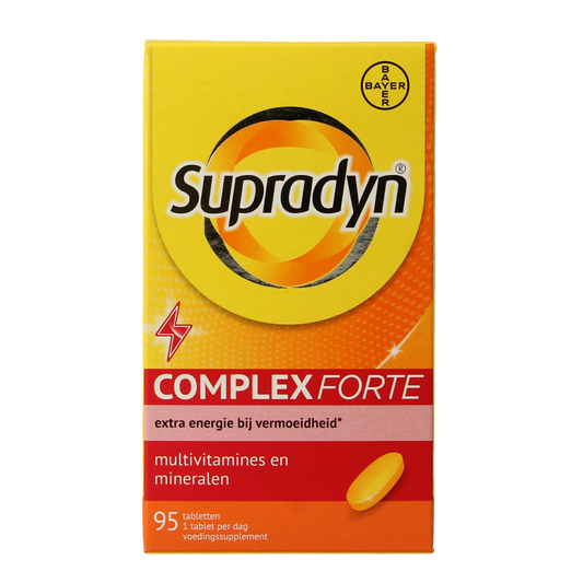 Bottle of Supradyn Complex Forte multivitamin tablets showing the packaging and label.