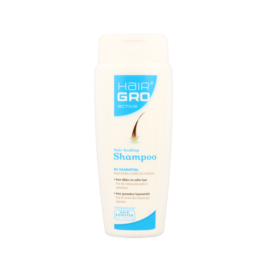 Hairgro Healing shampoo SLS-free 200ml bottle, natural hair care product with gentle cleansing for healthy hair.