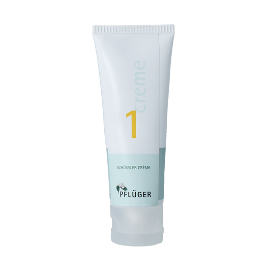 Pflüger Schussler creme Nr. 1 body care jar, 75ml with white lid and label, for skin nourishment and wellness.