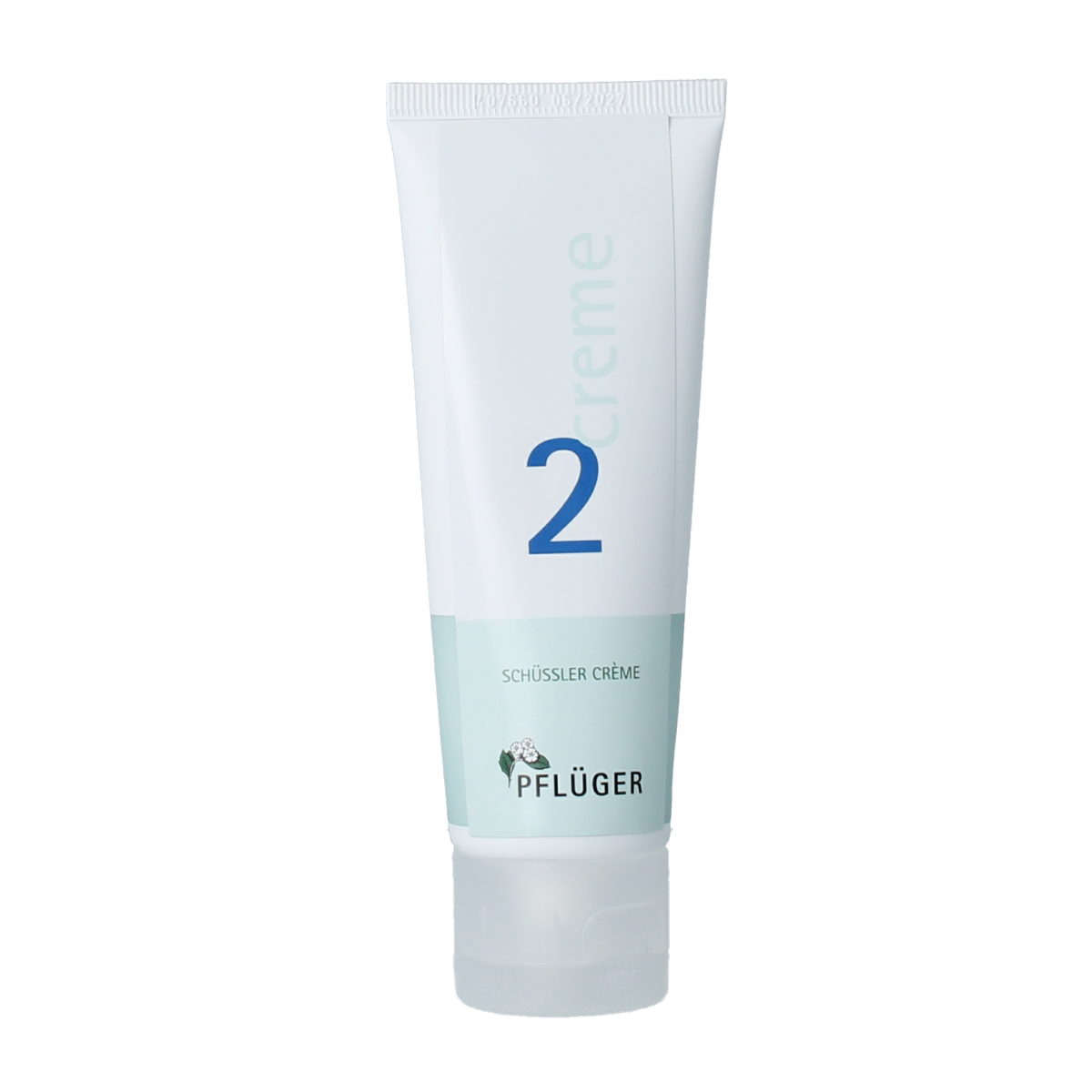 Pflüger Schüssler Creme Nr. 2 body care cream in a 75ml jar, with a smooth, creamy texture and label showing.