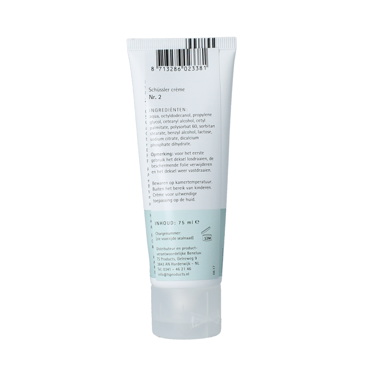 Pflüger Schussler Creme Nr. 2 body care jar with white lid and label, 75ml for natural skin nourishment