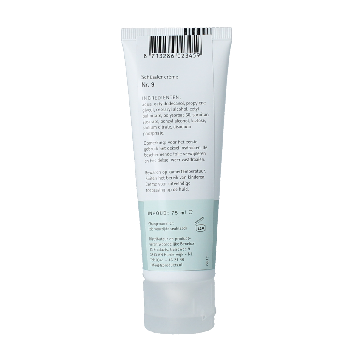 Pflüger Schüssler Creme Nr. 9 body care product in a 75ml tube, featuring a smooth, white cream for skincare.