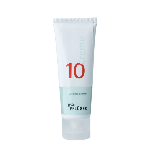 Pflüger Schussler creme Nr. 10 body care product in 75ml tube, featuring the brand's signature packaging and design.