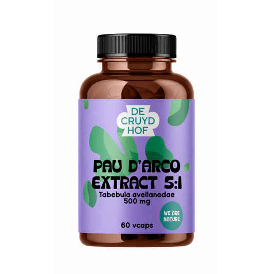 De Cruydhof Pau d'Arco extract 5:1 vegetarian capsules, dietary supplement with 60 capsules, herbal remedy for wellness