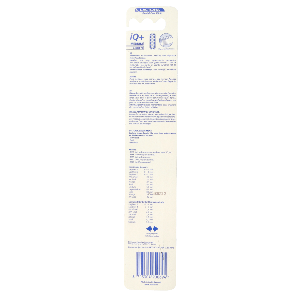 Lactona Tandenborstel IQ+ medium 1.00 Stuks