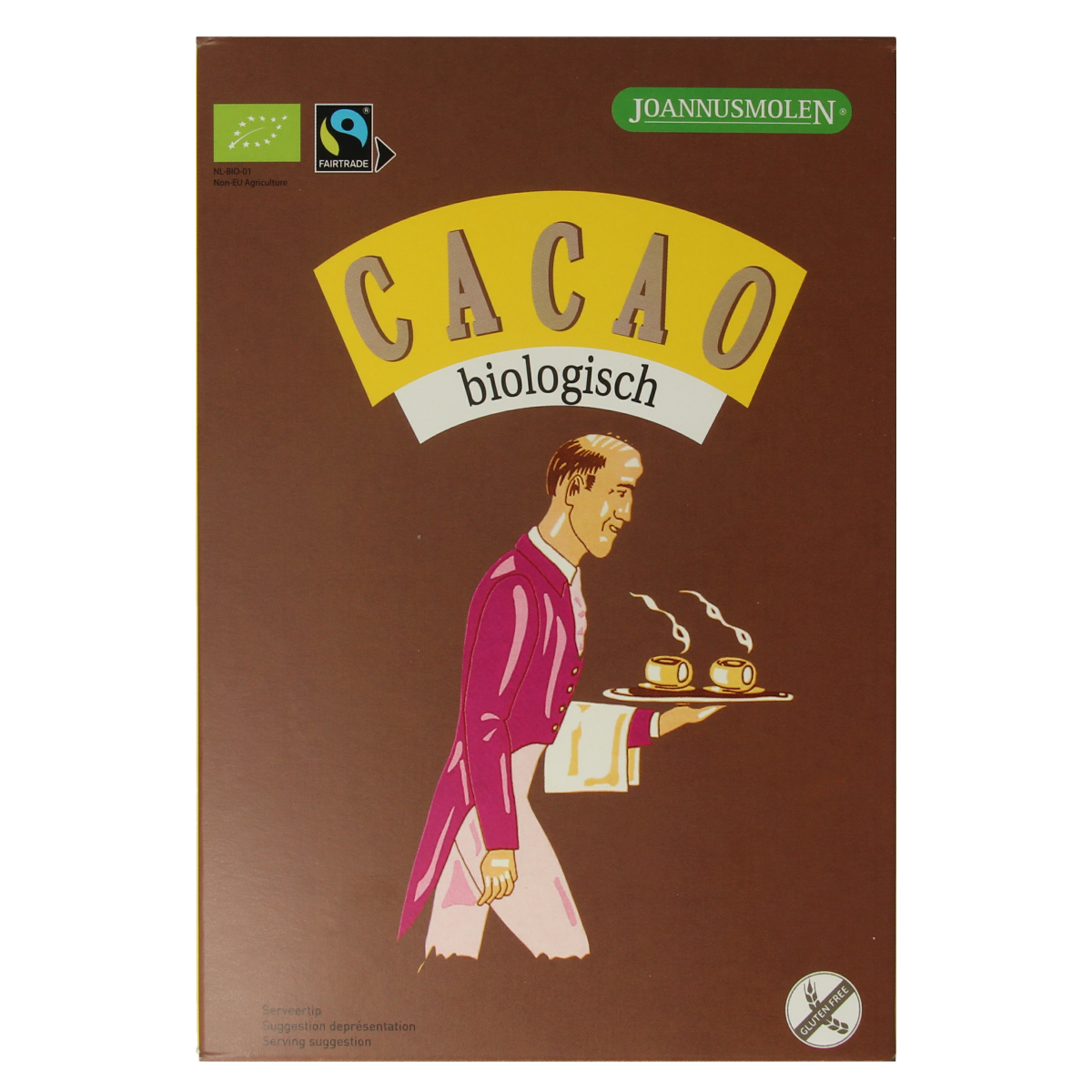 Joannusmolen bio cacao chocolate 200g packaging, natural and organic chocolate product with detailed label and branding.