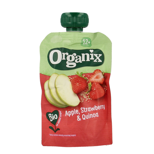 Organix Knijpfruit appel, aardbei & quinoa 12 maanden bio 100.00 Gram
