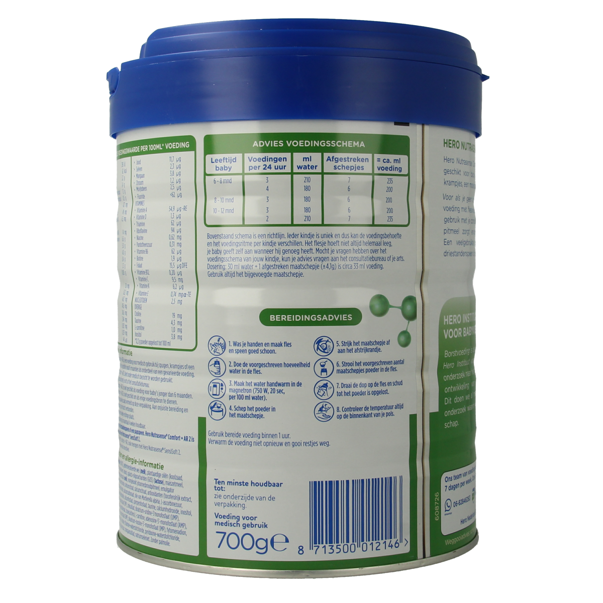 Hero Nutrasense comfort+ AR opvolgmelk 2 (6+mnd) 700.00 Gram