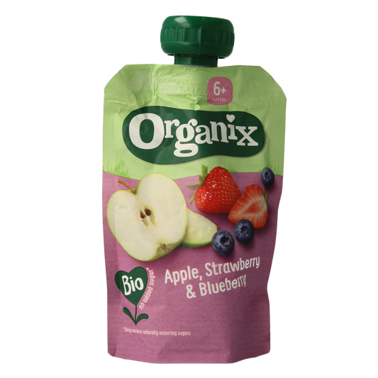 Organix Knijpfruit appel, aardbei en bosbessen 6+M bio 100.00 Gram