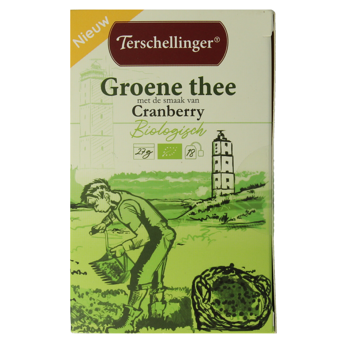 Terschellinger Groene thee cranberry bio 18.00 Zakjes