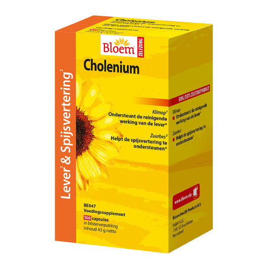 Bloem Cholenium herbal supplement capsules in a bottle, used as a natural herbal preparation for health support.