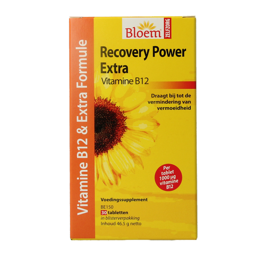Bloem Recovery Power Extra herbal supplement tablets, natural herbal remedy in a blister pack.