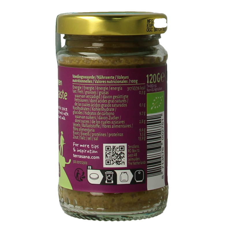 TerraSana Thaise groene currypasta bio 120 Gram