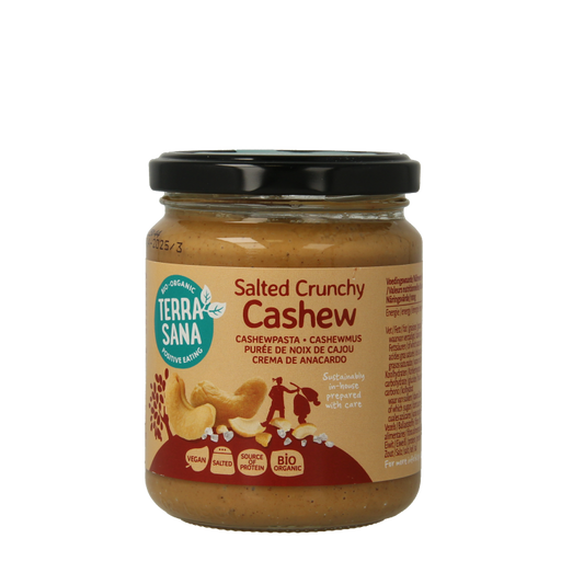 TerraSana Cashewpasta crunchy met himalayazout bio 250 Gram