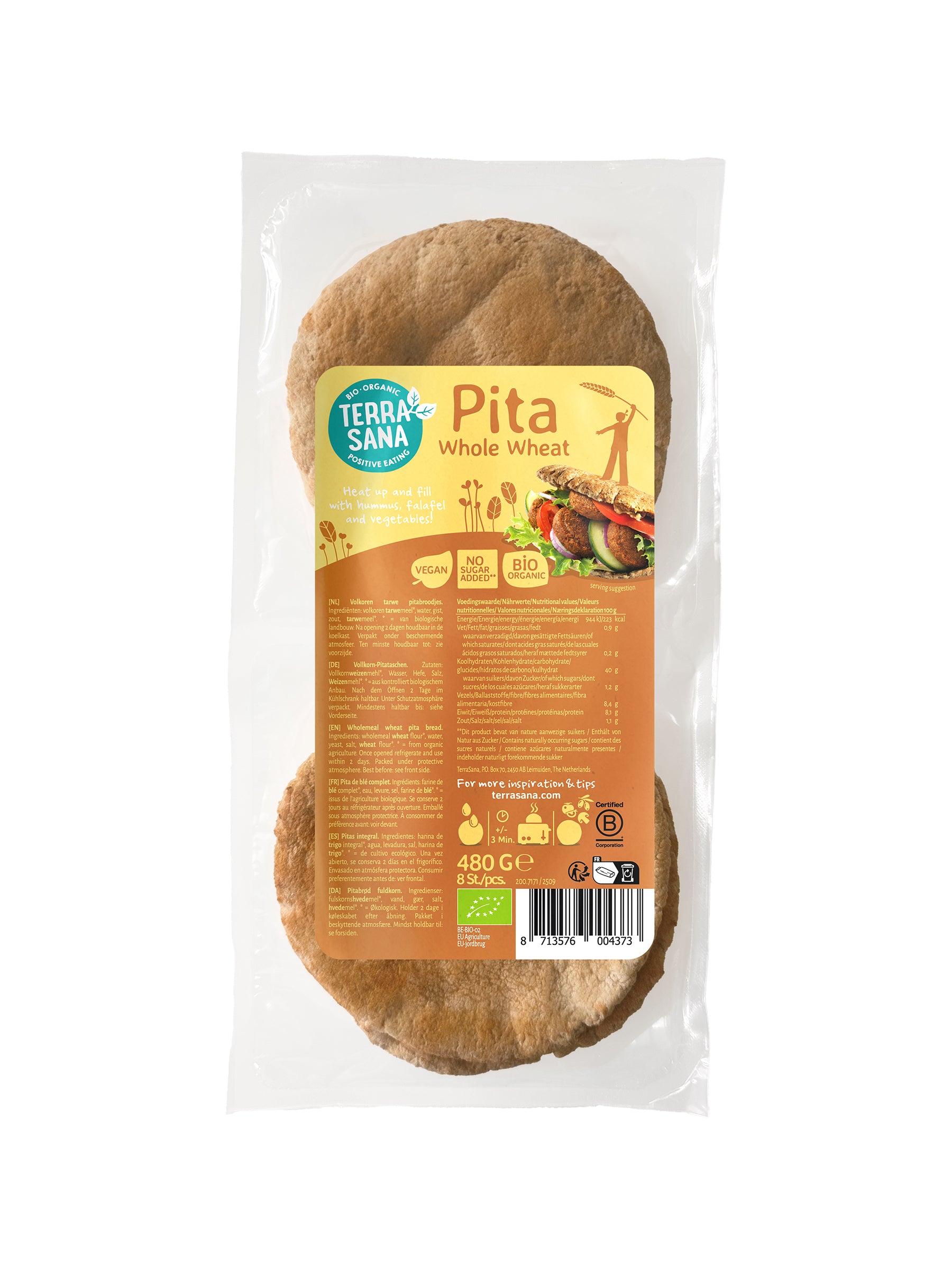 TerraSana Op=Op Pitabrood volkoren bio 480.00 Gram