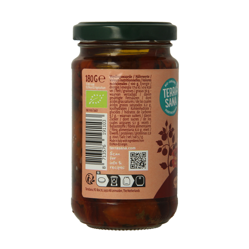 TerraSana Tomaten zongedroogd in olijfolie bio 180 Gram