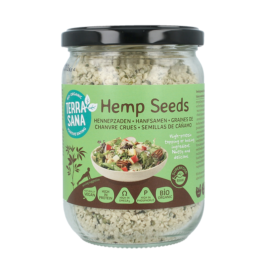 TerraSana RAW Hennepzaad gepeld in glas bio 275.00 Gram