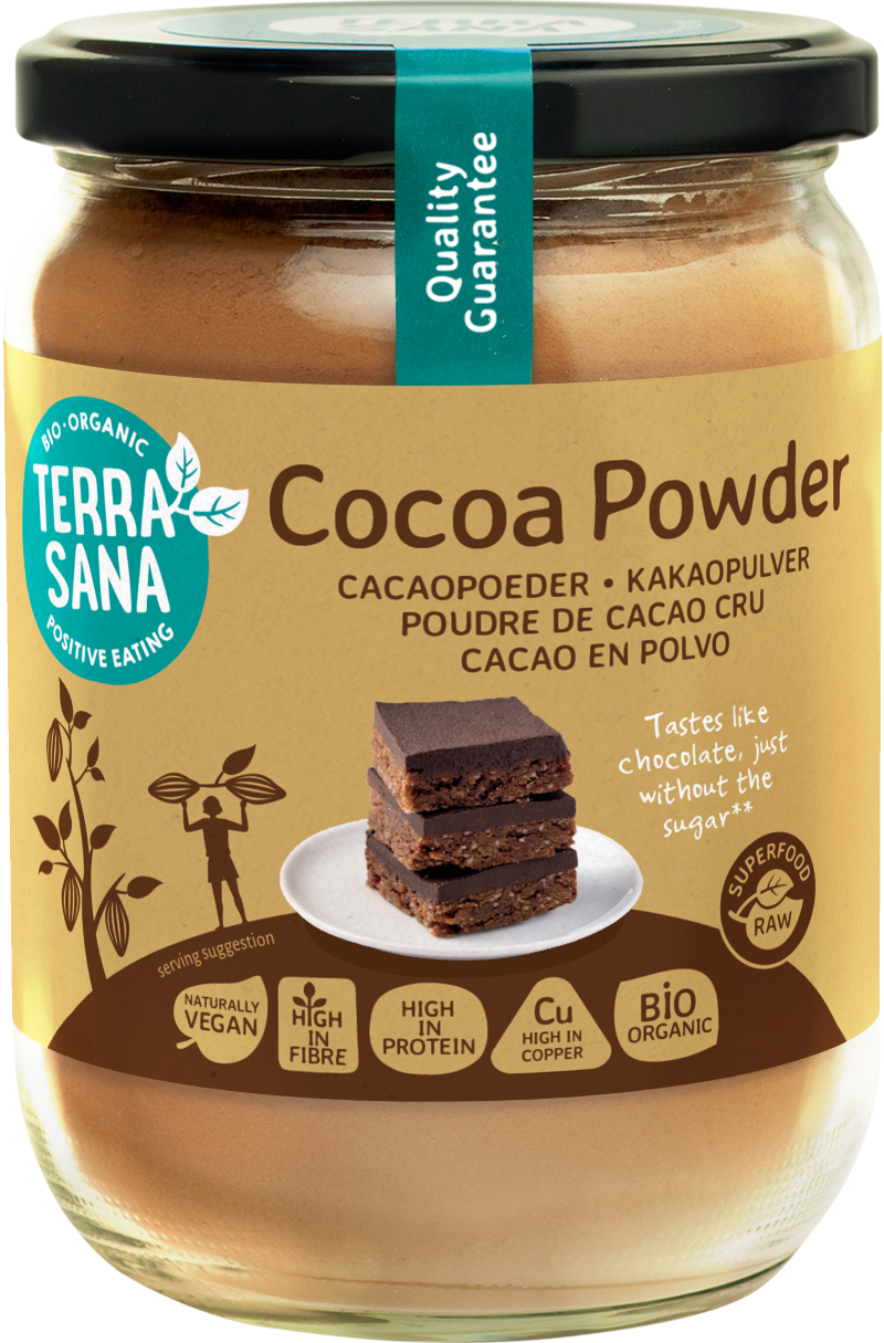 TerraSana Raw cacao antioxidant poeder in glas bio 160 Gram