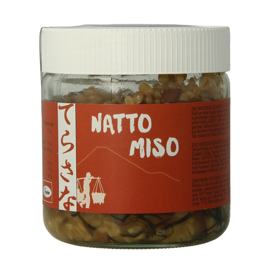 TS Import Natto Miso Zoet sauce in 300g jar, a flavorful Japanese condiment for cooking and seasoning.