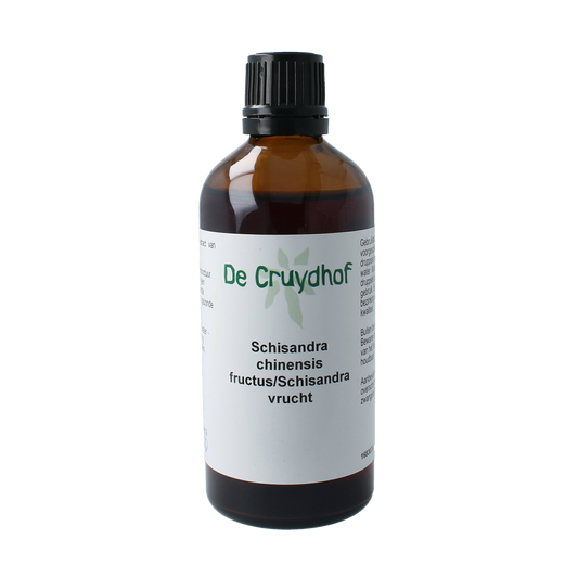 Cruydhof Schisandra chinensis fruct tinctuur in 100ml bottle, herbal supplement from Cruydhof for health and wellness.