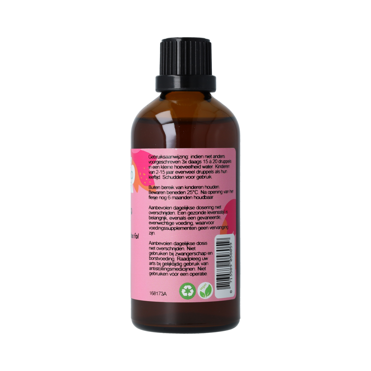 De Cruydhof Ginkgo biloba folia tinctuur in 100ml bottle, herbal supplement with ginkgo leaves for cognitive support.