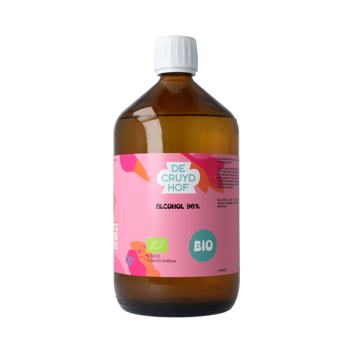 De Cruydhof Alcohol 96% inwendig en uitwendig bio 1.00 Liter