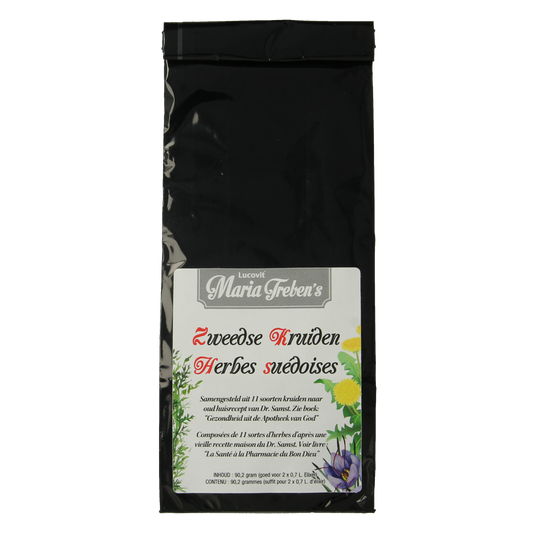 Maria Treben Zweedse kruiden mix in 90.2g package, featuring a blend of herbs for cooking and seasoning.