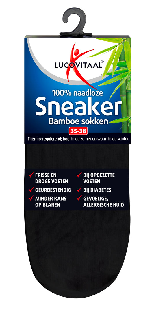 Lucovitaal Bamboe sneakersok zwart  maat 35-38 1 Paar