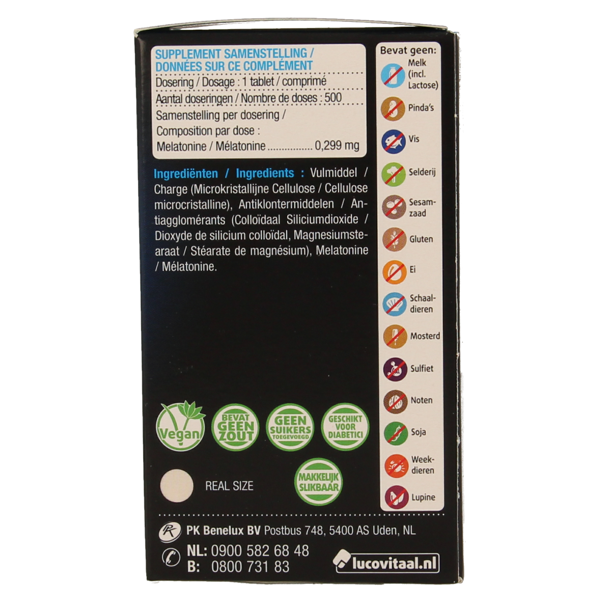 Lucovitaal Melatonine puur 0.299mg 500.00 Tabletten