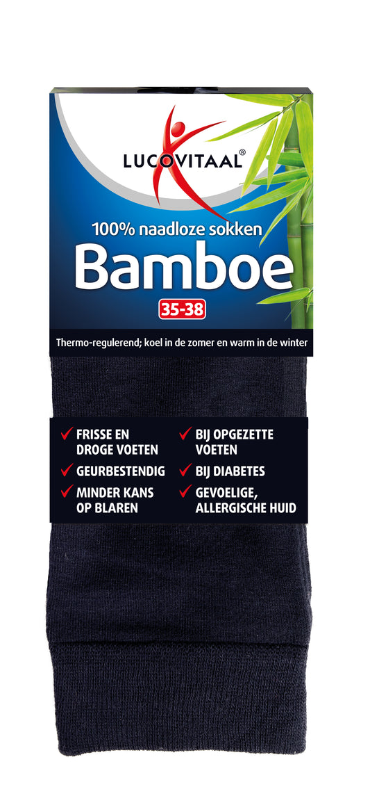 Lucovitaal Bamboe sok lang blauw  maat 35-38 1 Paar