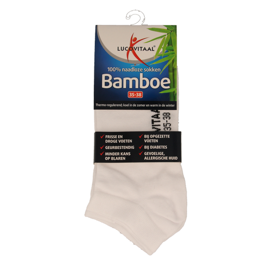 Lucovitaal Bamboe enkelsok wit  maat 35-38 1 Paar
