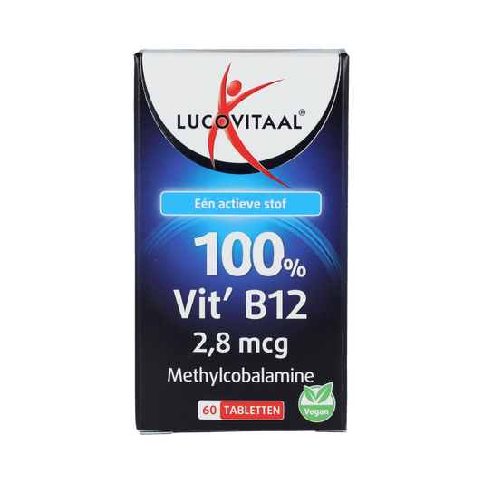 Lucovitaal Vitamine B12 100% tabletten, verpakking met 60 tabletten