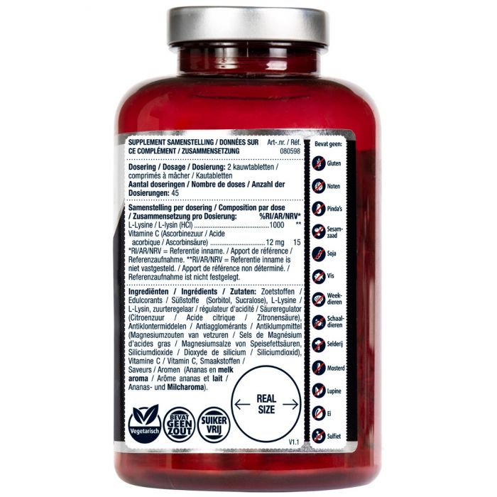 Lucovitaal L-Lysine 1000mg 90.00 Kauwtabletten
