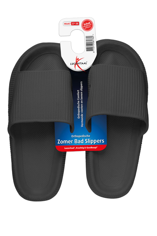 Lucovitaal Orthopedische badslipper 37-38 zwart 1 Paar